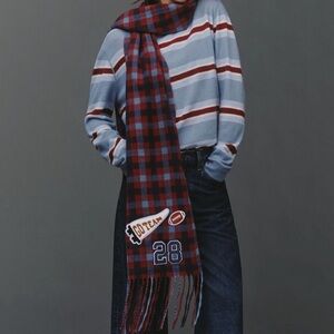 Anthropologie Red and Blue Checkered Scarf